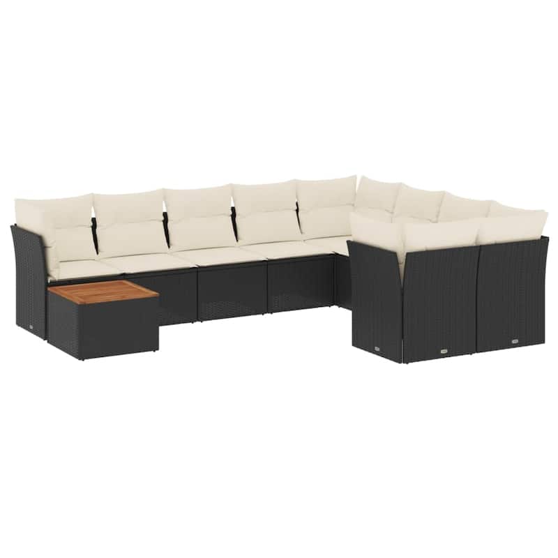 vidaXL Patio Sofa Set with Cushions Outdoor Furniture 10 Piece Poly Rattan - 21.7 x 21.7 x 14.6