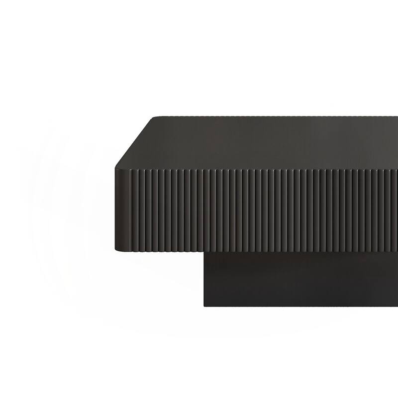 31.6" Elegant Square Fluted Coffee Table with 7.1" Thick Tabletop