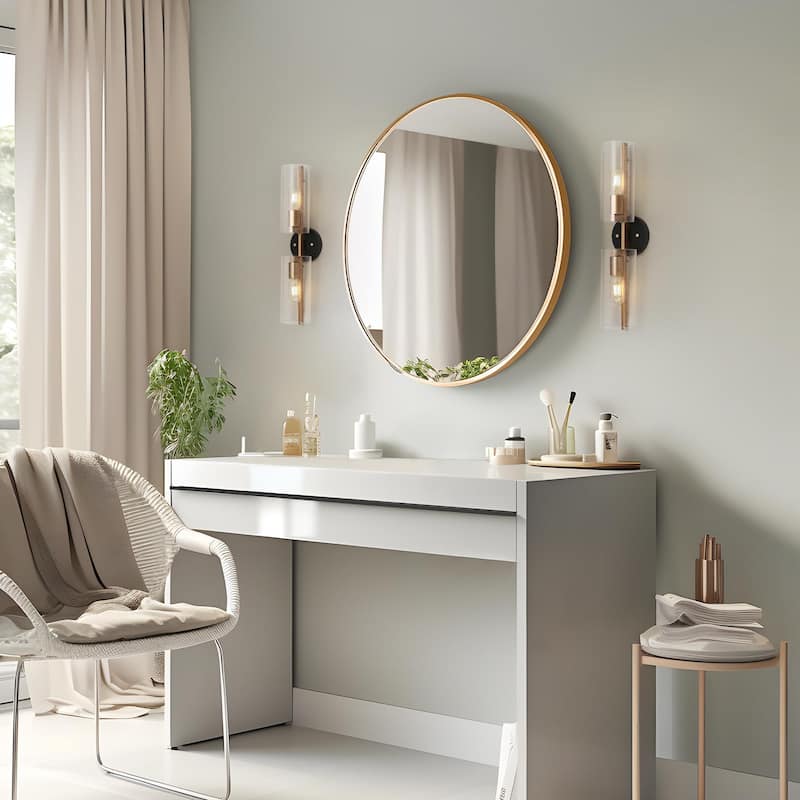 Zenith Modern Farmhouse Cylinder Seeded Glass Transitional Bathroom Wall Sconce
