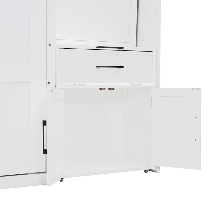 Twin Size Murphy Bed Wall Bed with Closet,Drawers & Desk
