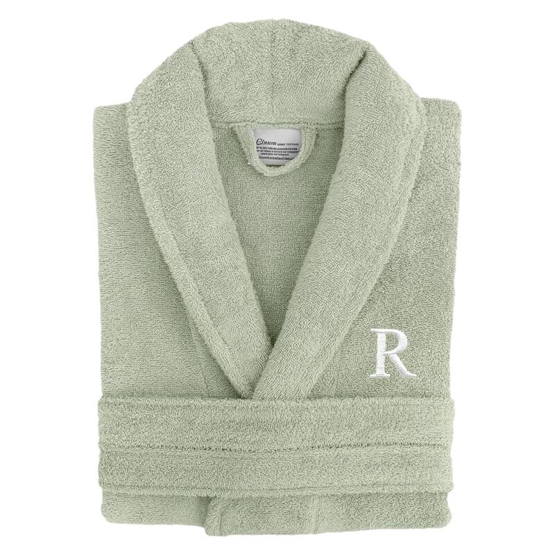 Authentic Hotel Spa Unisex Turkish Cotton Terry Cloth Bath Robe with single letter White Bookman Monogram. - L/XL - R