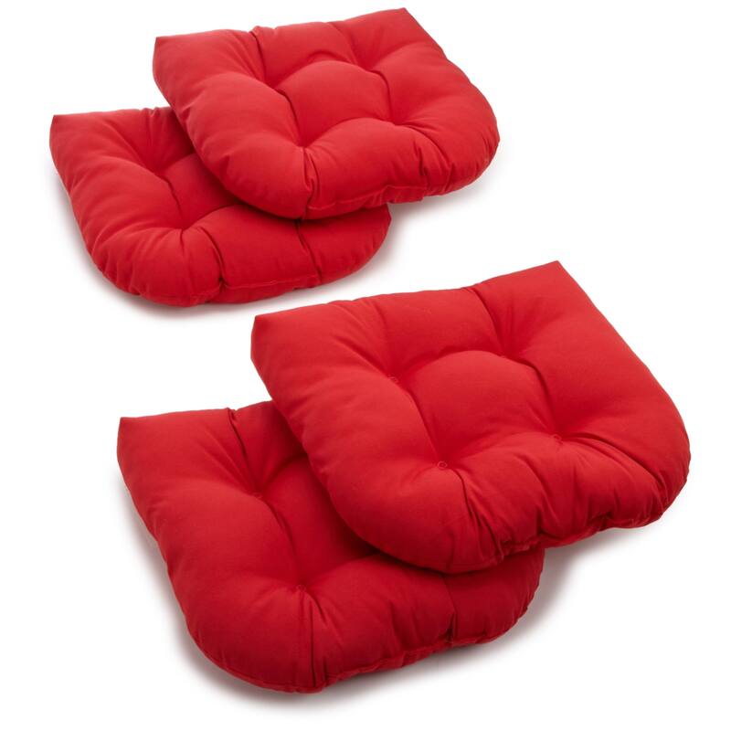 19-inch Twill U-shaped Chair Cushion (Set of 1, 2, or 4) - 19 x 19 - Set of 4 - Red