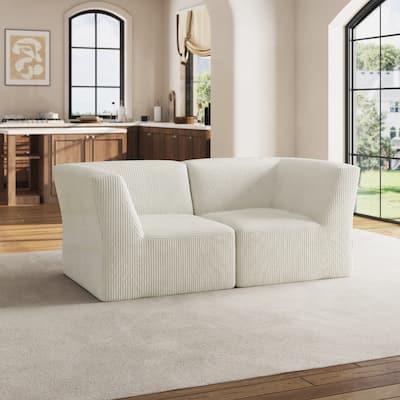 71" W Corduroy Fully Sponge Molded Couch Modular Sectional Sofa