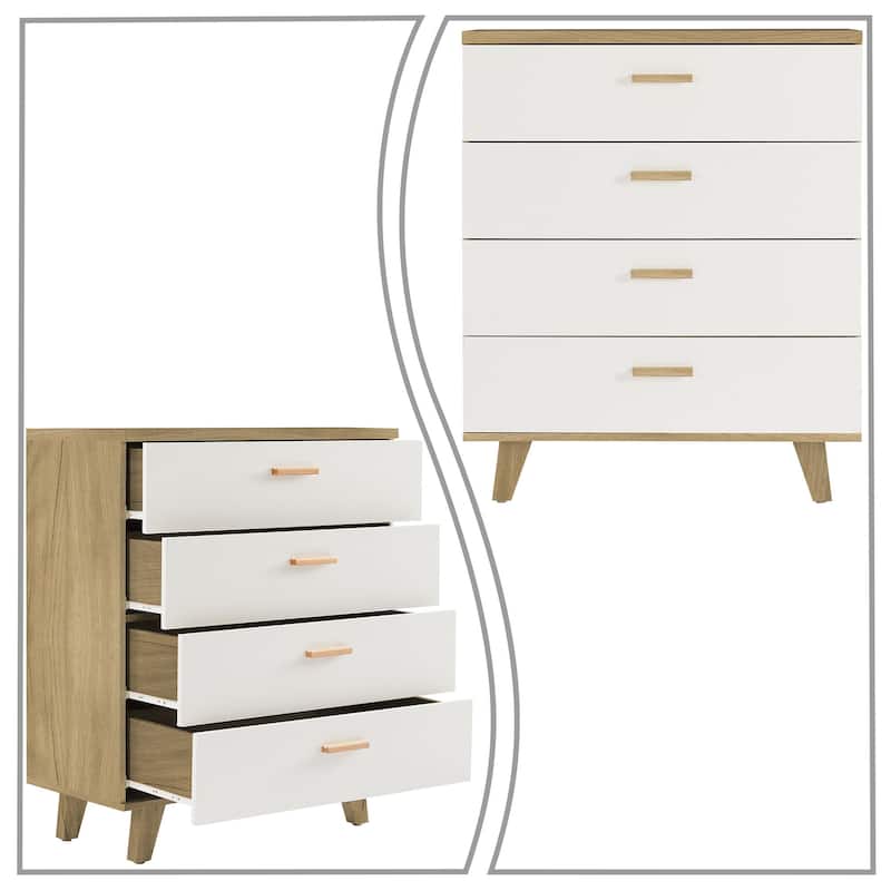 Modern Farmhouse Style Wooden Dresser with Wooden Handles