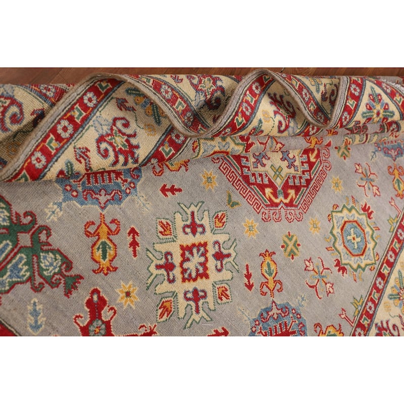 Kazak Oriental Area Rug Hand-Knotted Living Room Wool Carpet - 4'11" x 6'8"