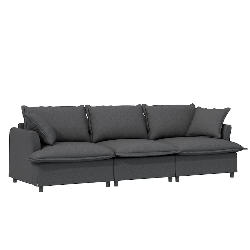 33*27.5" Ottoman Module for Modular Sofa, Wide Seat, Gray Chenille, 24 lbs