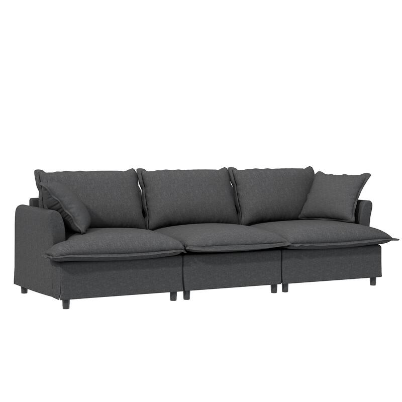 94" Chenille U-Shaped Modular Sectional Sofa with Ottoman & 2 Pillows, and 5-Seater Cloud Sleeper Couch