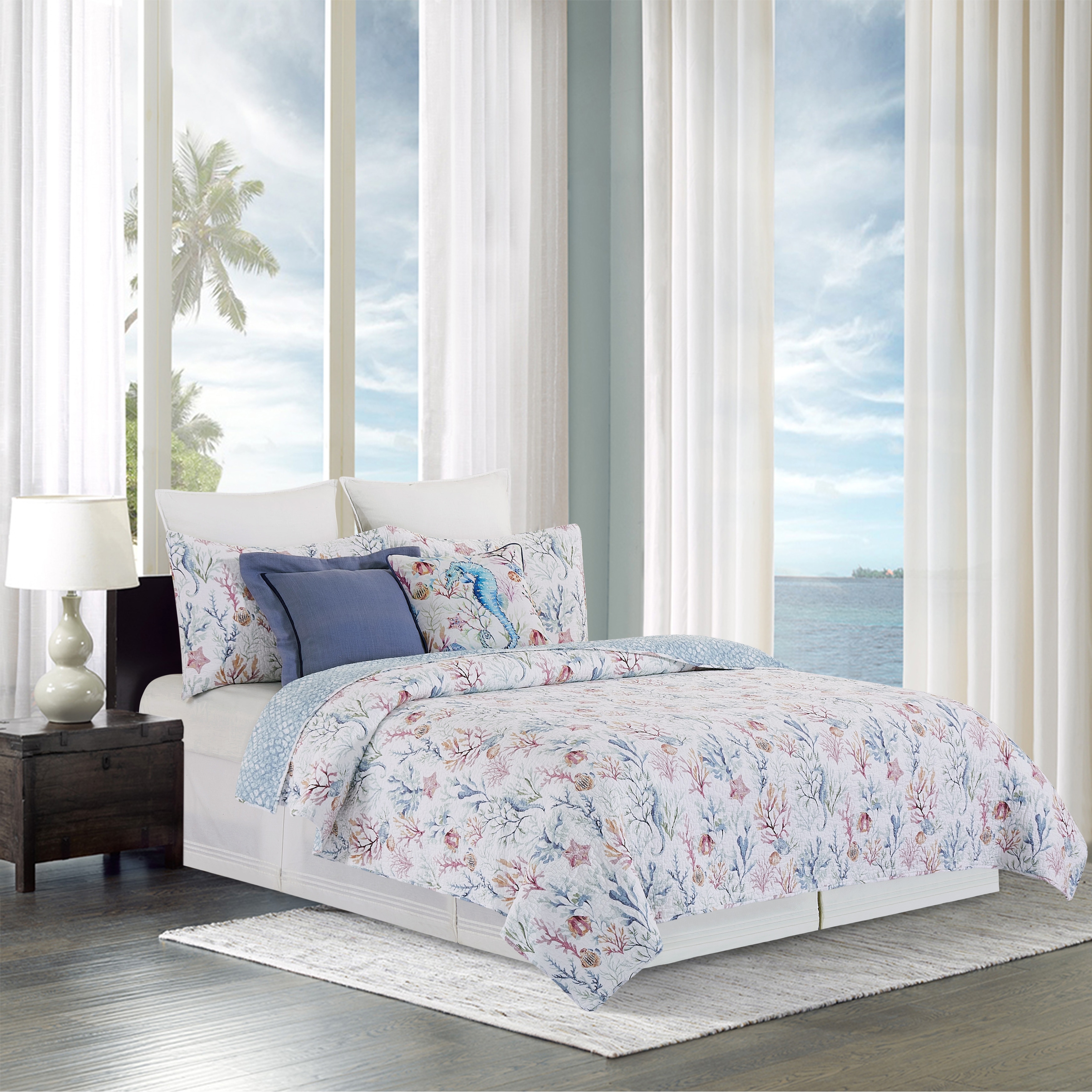Nori Coral Quilt Set Cotton Reversible and Machine Washable