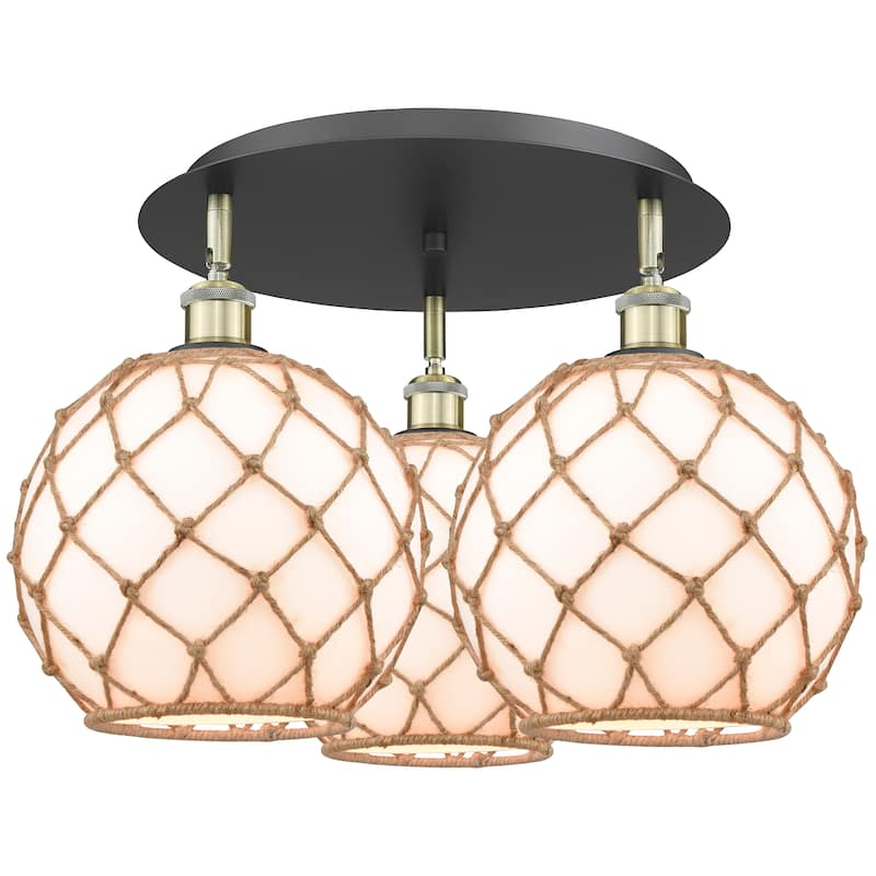 Innovations Lighting Endless Possibilities Ballston - Farmhouse Rope - 3 Light 22" Flush Mount