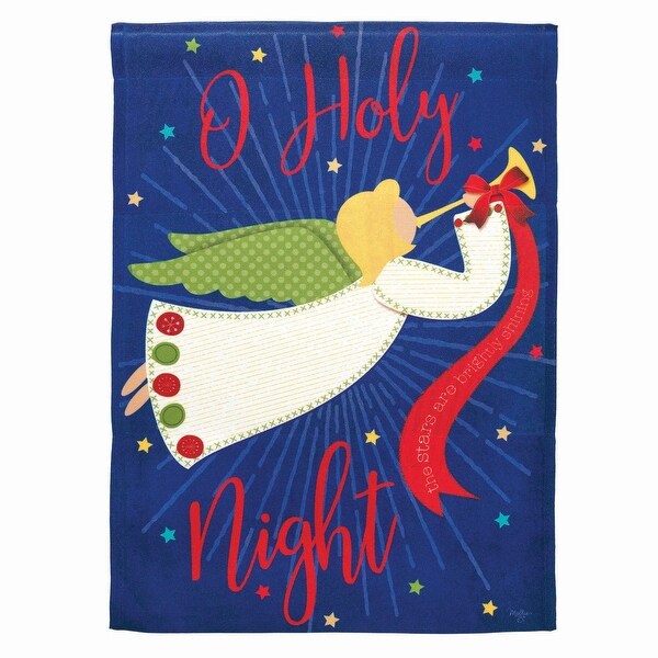 Purple and White Trumpeting Angel "O Holy Night" Printed Outdoor Garden Flag 18" x 13" - N/A