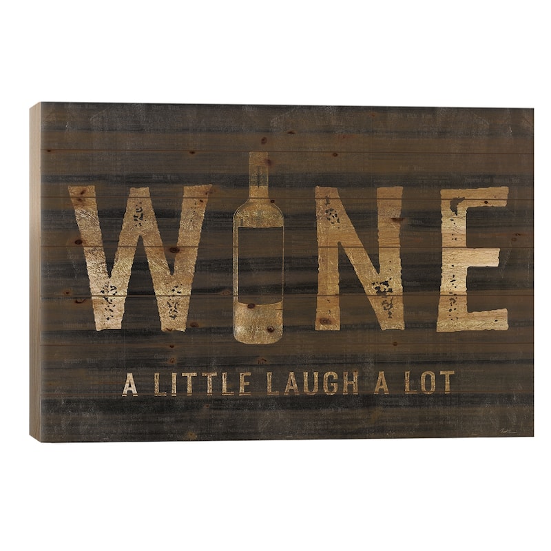 Golden Wine Print On Wood by Natalie Carpentieri - Multi-Color - 26x40x1.5