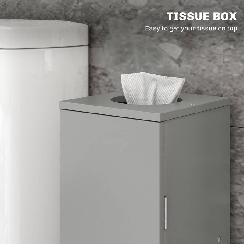 HOMCOM Toilet Paper Cabinet, Small Bathroom Corner Floor Cabinet with Doors and Shelves, Thin Storage Bathroom Organizer