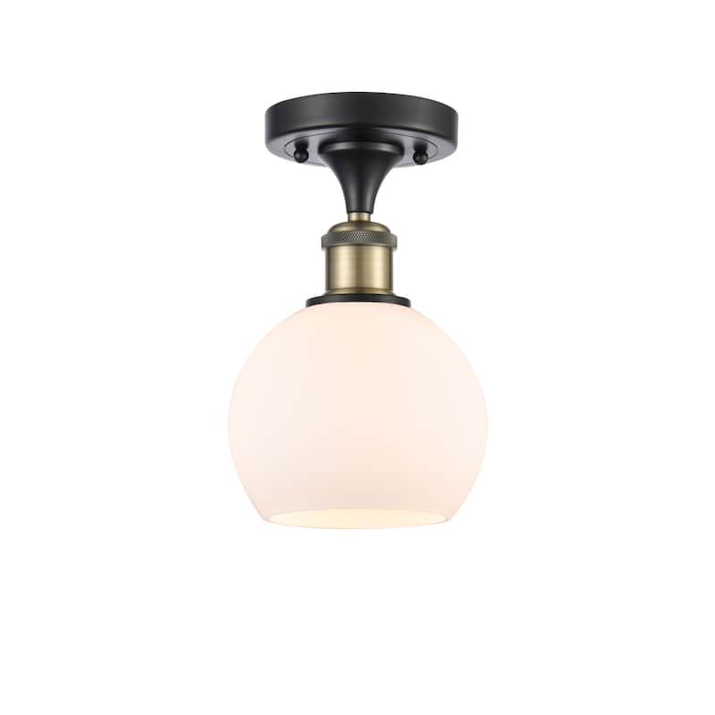 Innovations Lighting 516-1C-10-6 Athens Semi-Flush Athens Deco Swirl - Black Antique Brass / Matte White