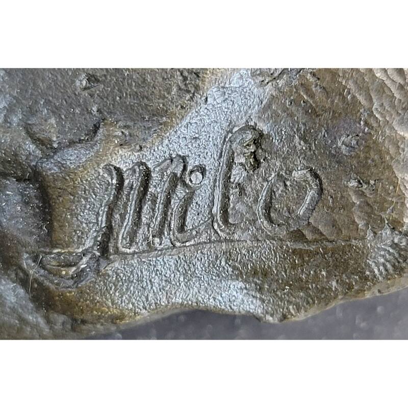 Puppy Dog Catching Frisbee Bronze Sculpture Statue Decor Original Art By Milo