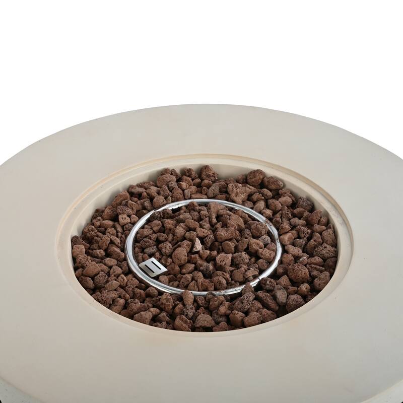 38.2" Round Outdoor Propane Fire Pit, Outside Fire Pit Table with 50000 BTU, Steel Burner, Lava Rocks, Waterproof Cover