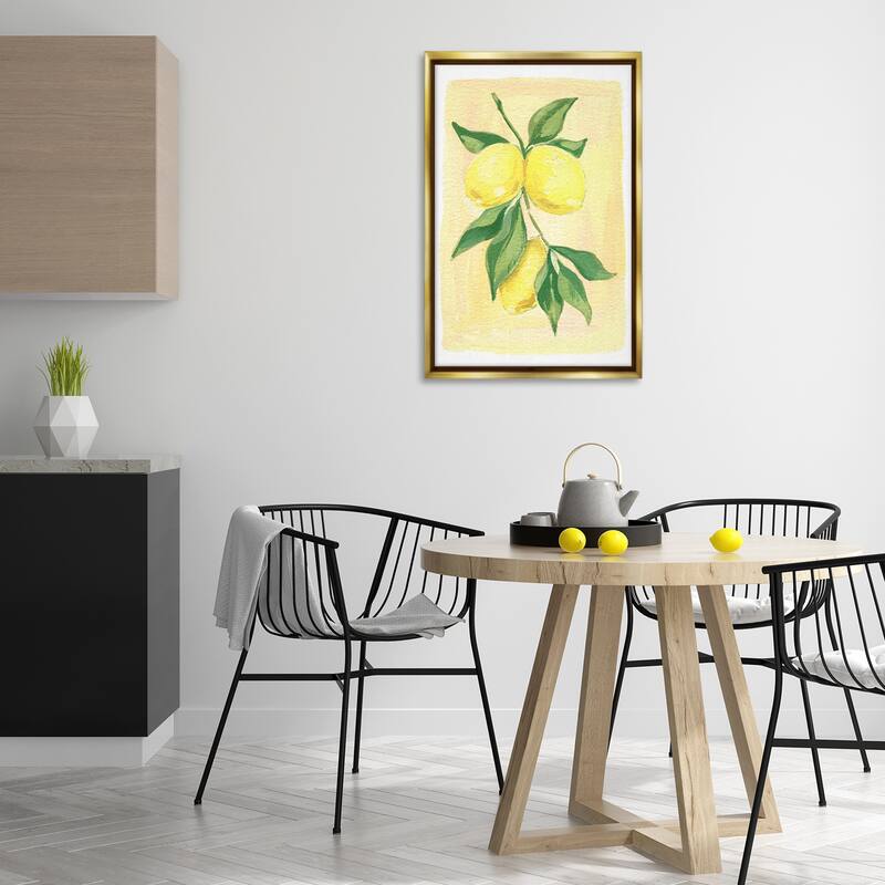 Stupell Hanging Lemons Country Charm Framed Floater Canvas Wall Art Design By Hannah Moren