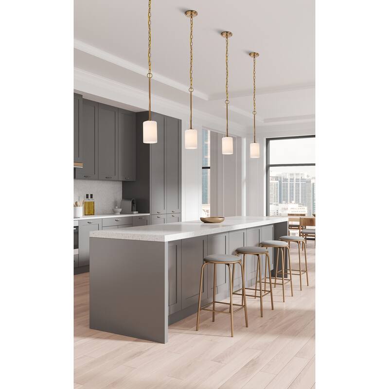 Liam 1 Light Mini Pendant Burnished Brass White Opal Glass - Burnished Brass