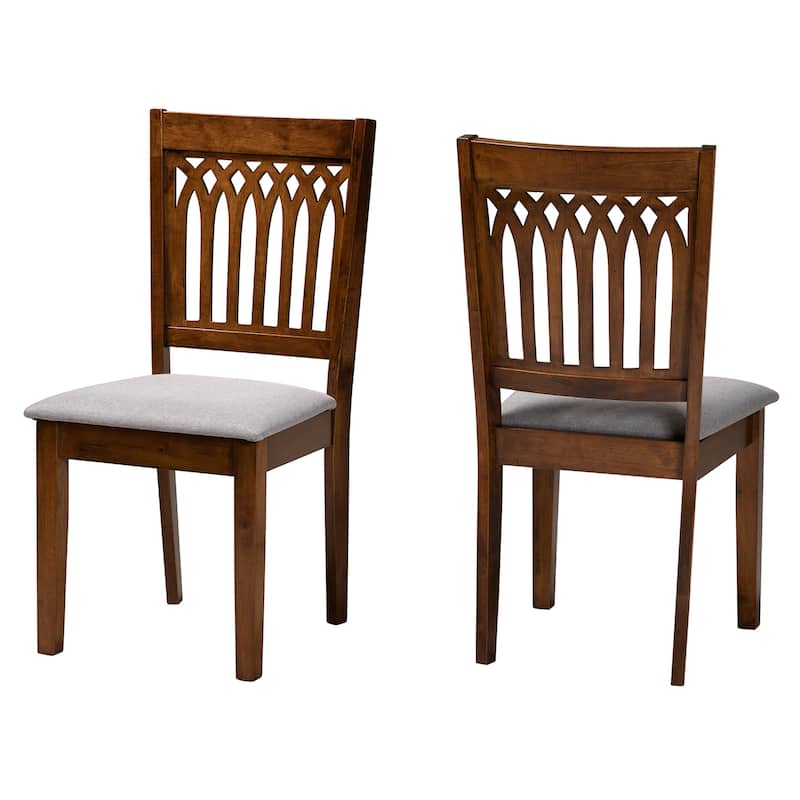 Genesis Modern Wood 2-Piece Dining Chair Set - Grey, Walnut Brown