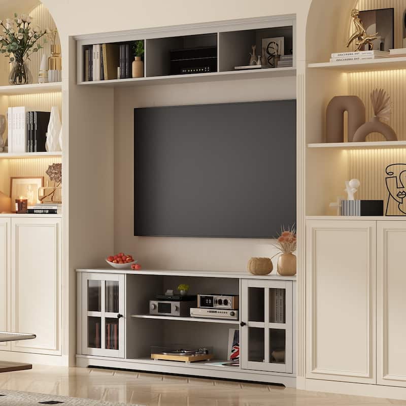 Living Room Set with TV Stand and Two Bookcases Doors 102"/68.1"W