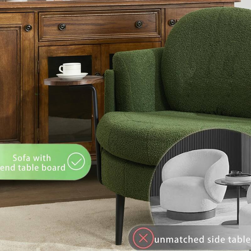 42" Modern Velvet Fabric Accent Chair with Ottoman Set