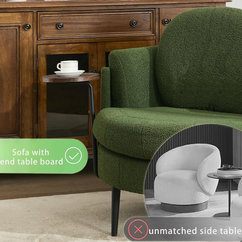 Lamb Velvet Sofa Chair with Footstool
