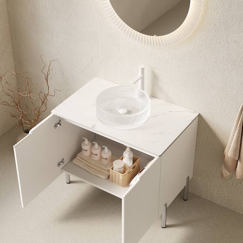 30" Freestanding Bathroom Vanity with Vessel Round Basin