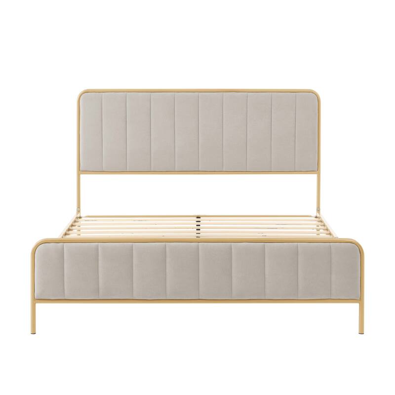 Queen Upholstered Bed Frame with Tufted Headboard