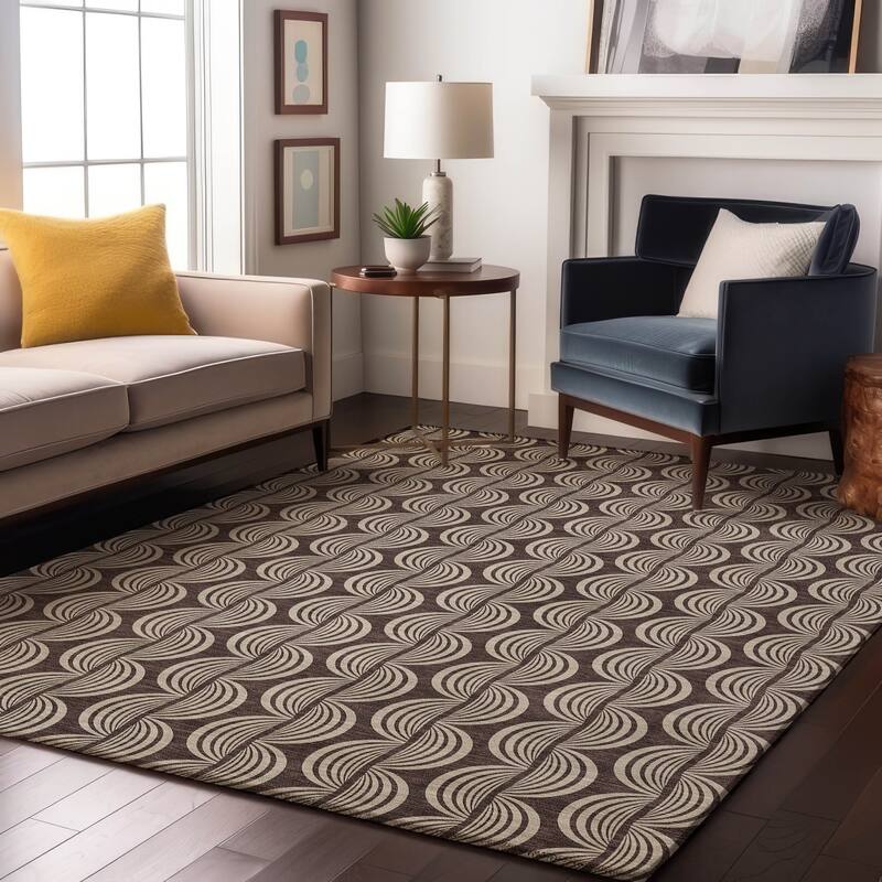 Premium Washable Super Soft Transitional Scallop Mayfield Rug - Fudge - 3' x 5'