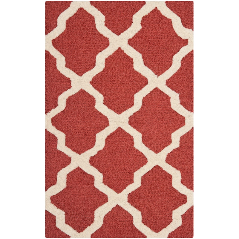 SAFAVIEH Handmade Cambridge Tietsia Modern Wool Rug - 2' x 3'4" - Rust/Ivory