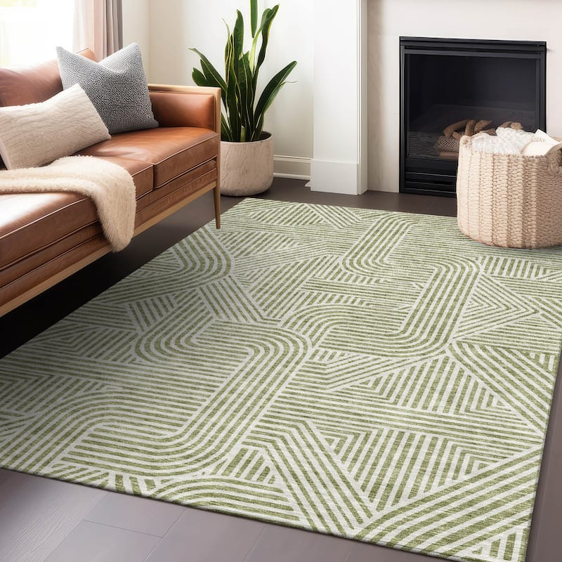Machine Washable Indoor/ Outdoor Chantille Contemporary Geo Rug