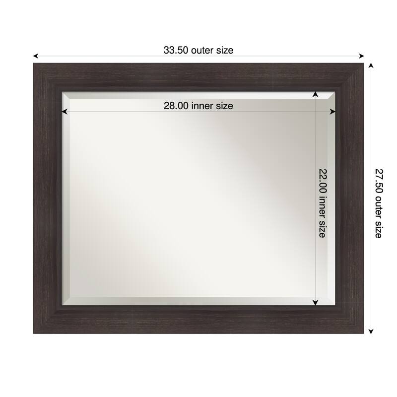 Sloped Beveled Framed Bathroom Vanity Wall Mirror - 34 x 28 in - Sloped Espresso