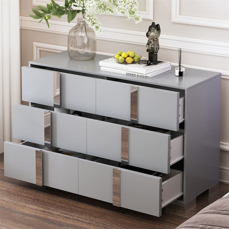Elegant Modern Dresser with Metal Handle, 6 Drawers