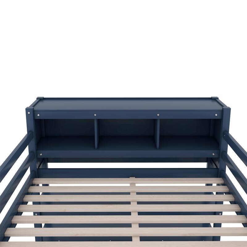 Full Size Wood Loft Bed with Wardrobe, Desk, Bookshelf, and Cabinet for Kids