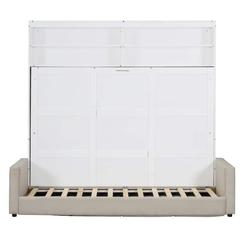 Queen Murphy Bed with Integrated Sofa - Space-Efficient Wall Bed with Easy Fold Mechanism
