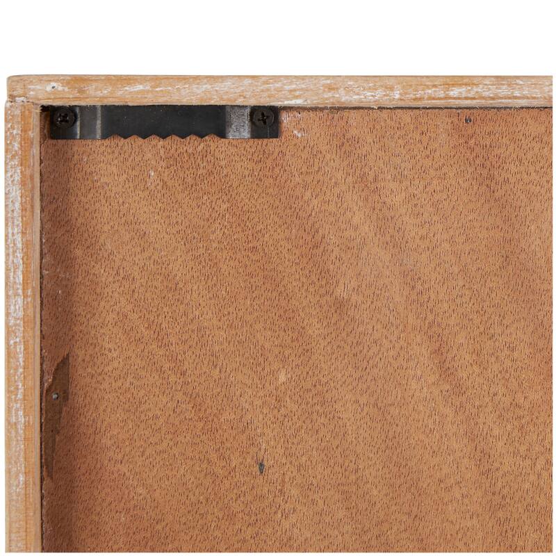 Brown Wood Paddle Home Wall Decor with Blue Accents and Chevron Patterned Background (Set of 2)