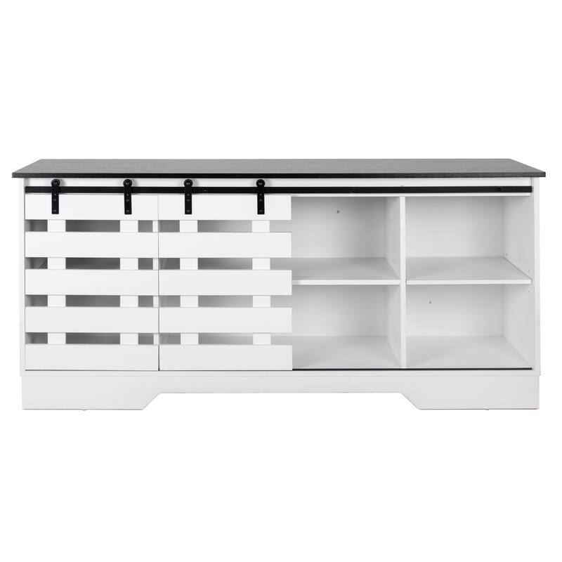 59" Farmhouse TV Stand with Adjustable Shelf for TVs Up to 65"