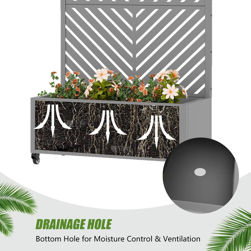 Raised Garden Bed Planter with Trellis Movable Planter Box with Lockable Wheels