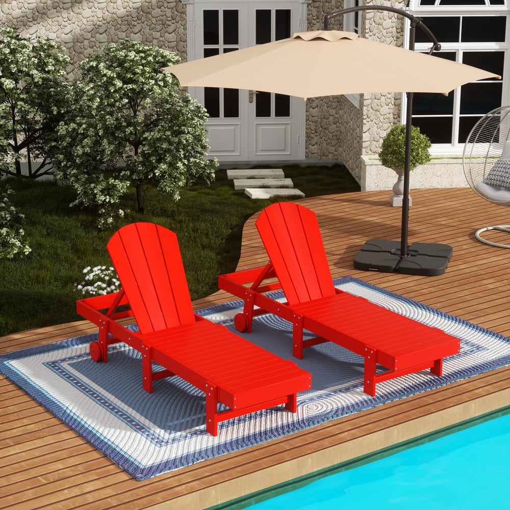 Laguna Hdpe All Weather Outdoor Patio Pool Reclining Armless Chaise Lounge With Wheels (Set Of 2)