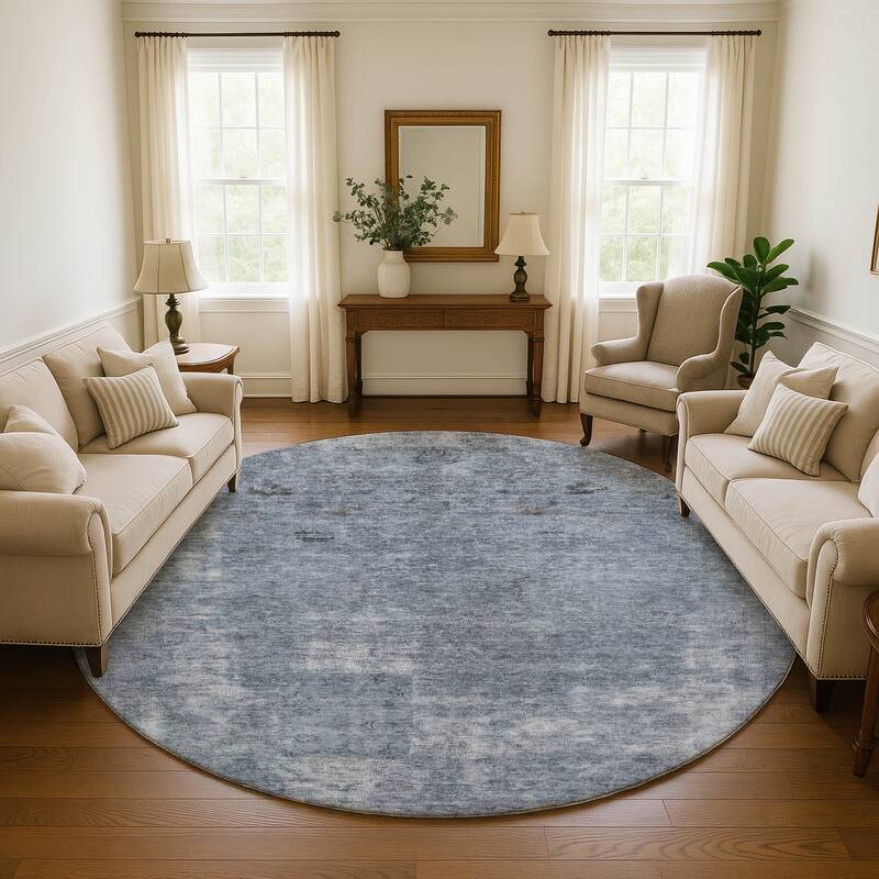 Premium Washable Super Soft Vintage Traditional Mayfield Rug - Blue - 8' x 8'