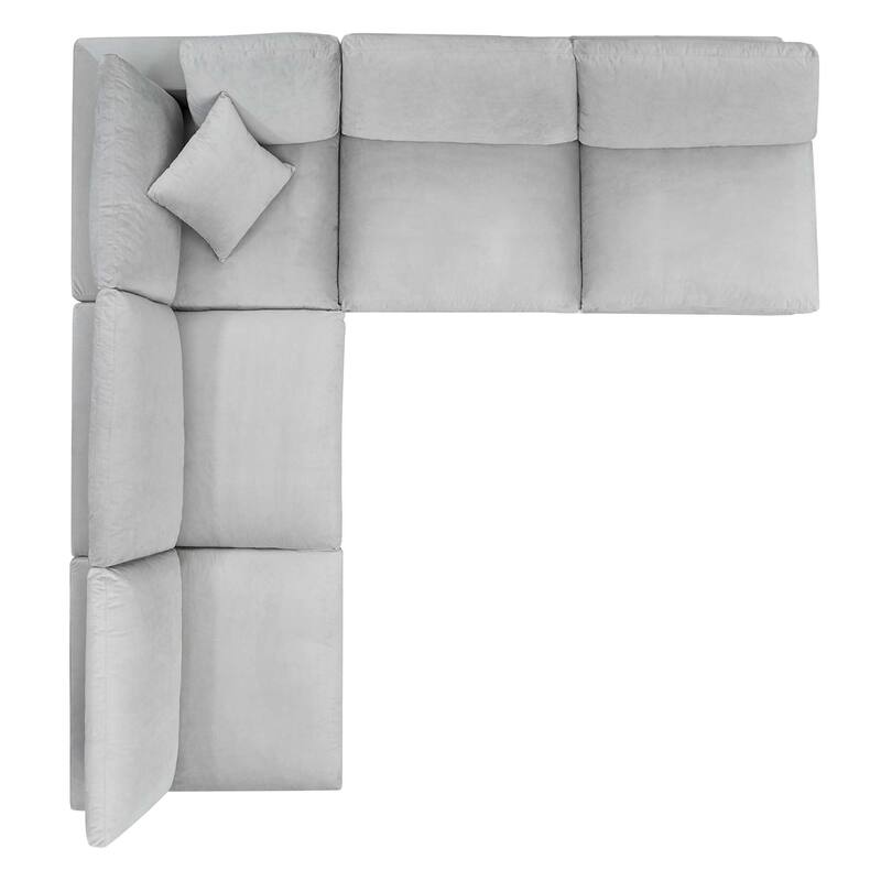 Commix Down Filled Overstuffed Velvet 5-Piece Sectional Sofa