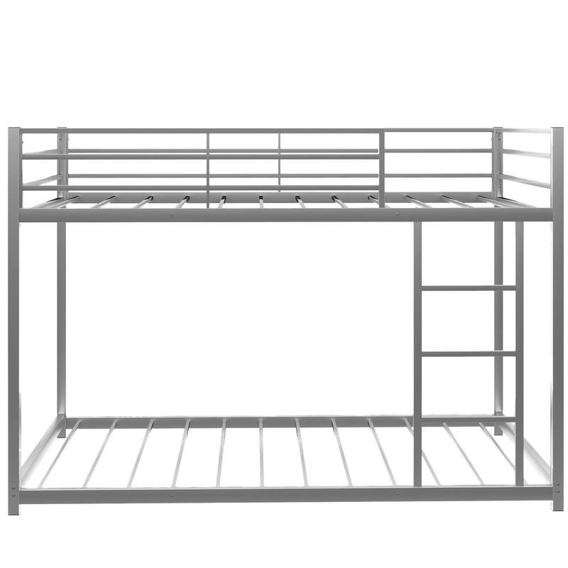 Metal Bunk Bed, Low Bunk Bed with Ladder