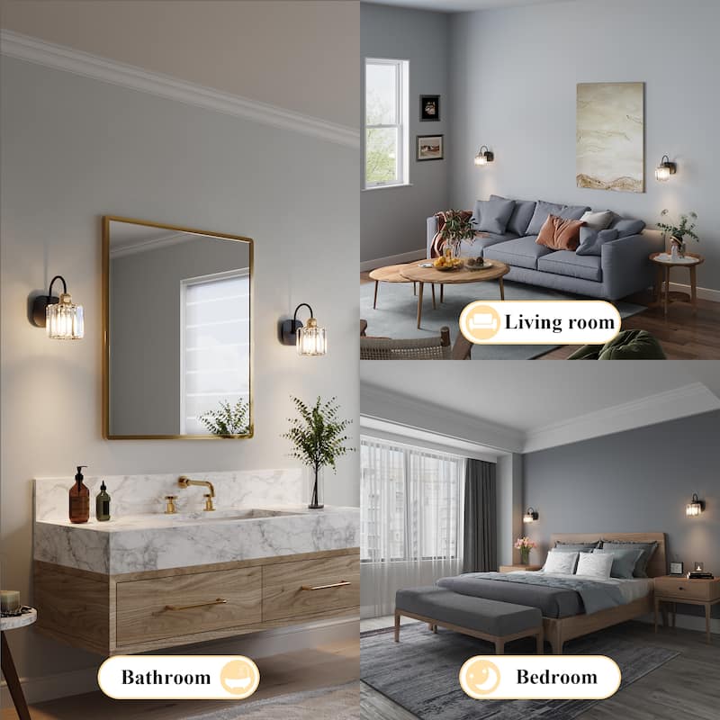 ExBrite Modern Rose Gold Dimmable Bathroom Crystal Vanity Lights