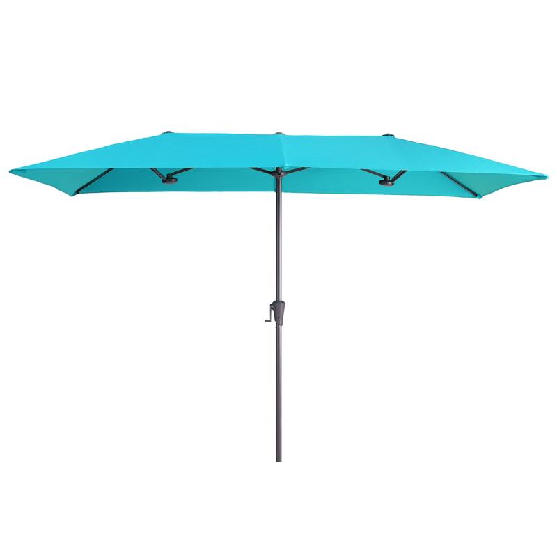 LIVOOSUN 10 x 6.5Ft Large Double-Sided Rectangular Outdoor Patio Market Umbrella with Crank, Gray