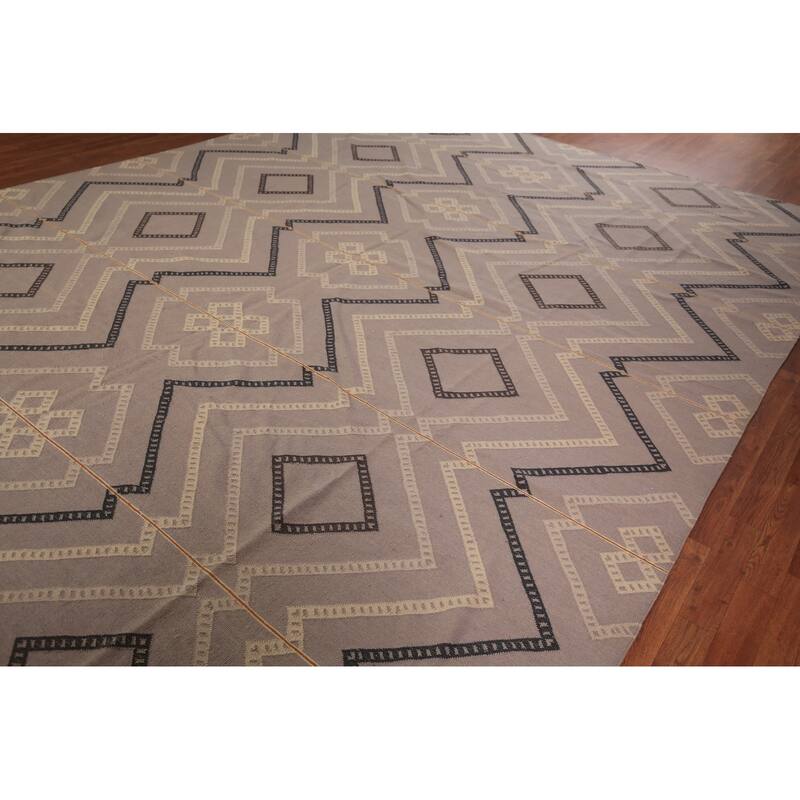 Geometric Kilim Durrie Oriental Large Area Rug Oriental Carpet - 10'7" x 14'6"