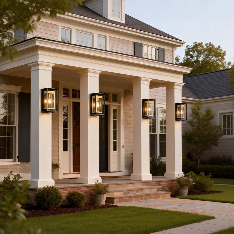 1-Light Black Gold Two-tone Metal Outdoor Wall Sconce