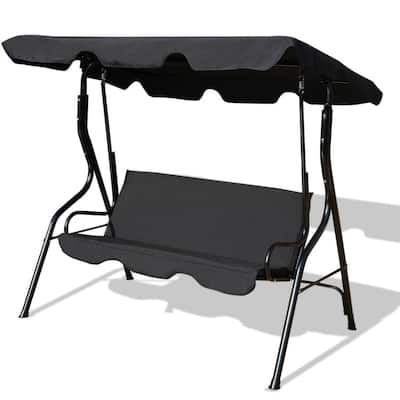 3 Seat Outdoor Patio Canopy Swing with Cushioned Steel Frame - 67.5" x 43.3" x 60.5"(L x W x H)