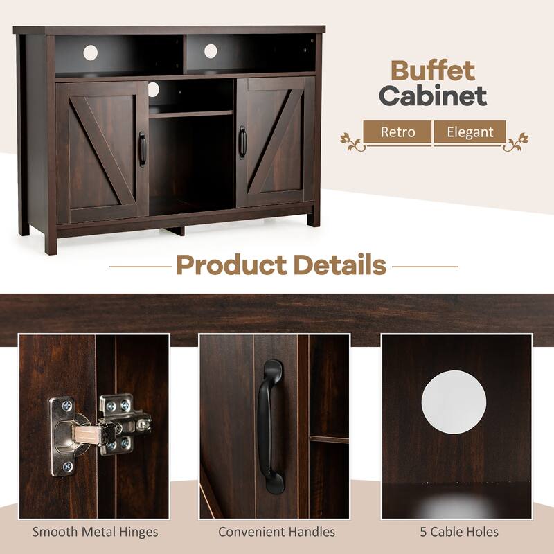 Buffet Sideboard Kitchen Storage Cabinet w Wine Rack 2 Door Cabinets