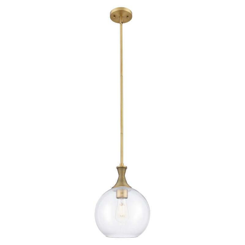 Innovations Lighting Downtown Urban - Astor - 1 Light 10" Metal Detailed Stem Hung Mini Pendant - Brushed Brass/Clear Shade