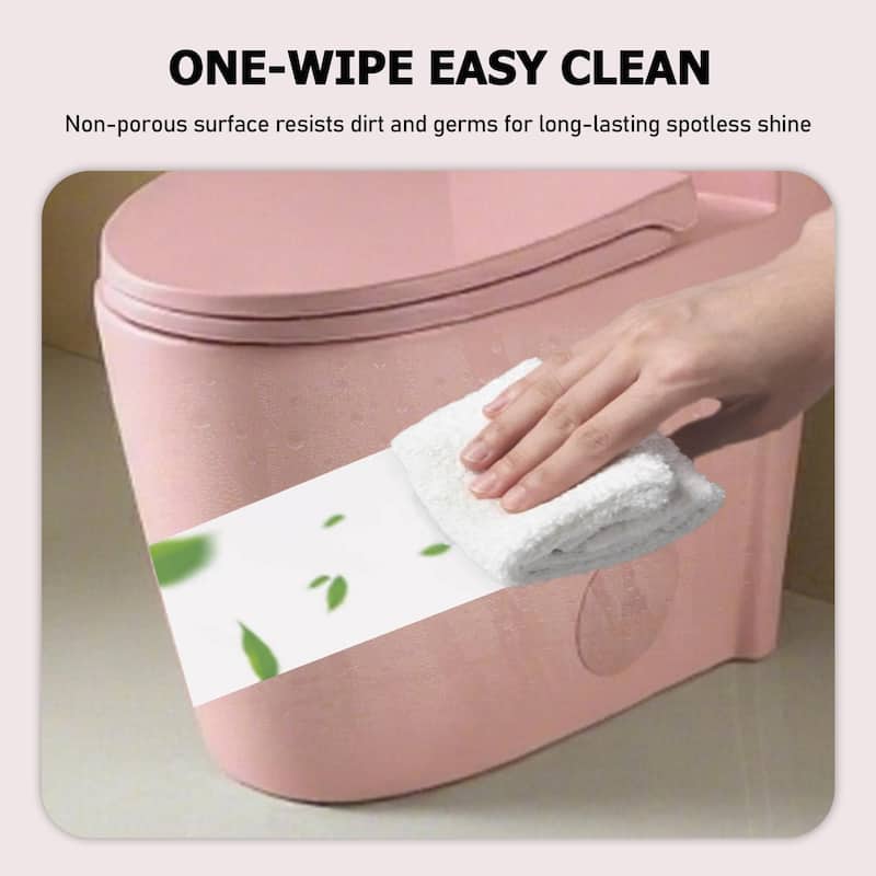 1.1/1.60 GPF Dual-Flush One Piece Toilet, Water-Saving Elongated Comfort Height Floor Mounted, Soft Close - Rose