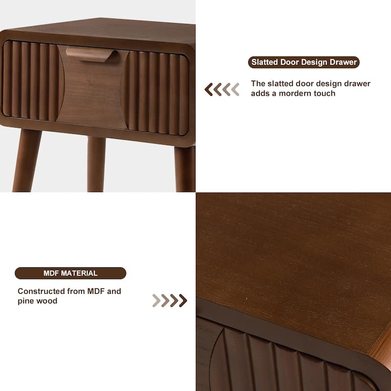 SUNBURY Morden Brown Nightstand with Drawer (Set of 2)